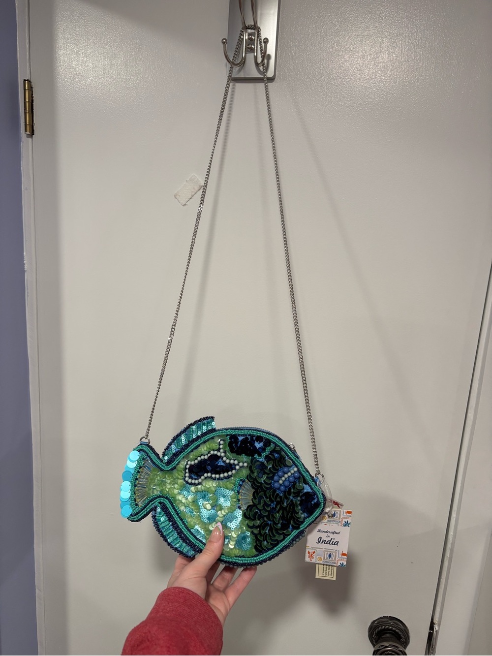 VIRAL Beaded Fish Crossbody Bag - Blue Green - Picture 7 of 7